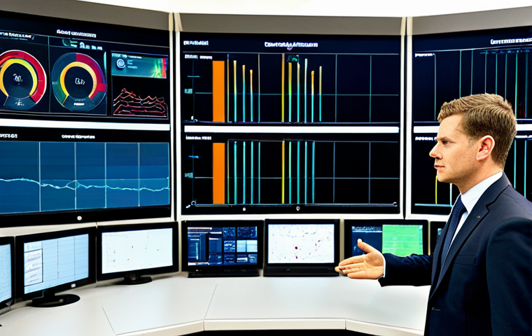 **Prompt 1: Predictive Fire Safety Analyst at Command Center**
    A professional male fire safety engineer in a modest business suit, fully clothed, standing confidently in a sophisticated, modern command center. He is focused on multiple large, glowing screens displaying intricate predictive analytics dashboards, vibrant heat maps, and real-time sensor data from a large building. The screens show complex data visualizations, subtle anomalies, and early warning indicators for potential fire hazards, emphasizing proactive prevention. The environment is sleek, high-tech, with ambient LED lighting, reflecting a secure and controlled atmosphere. Perfect anatomy, correct proportions, natural pose, well-formed hands, proper finger count. Professional photography, high quality, safe for work, appropriate content, family-friendly.