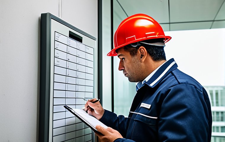 Fire Safety Inspector**

"A professional fire safety inspector, fully clothed in appropriate attire for a building inspection, is examining a fire alarm panel in a modern office building in Lisbon, Portugal. He is taking notes on a clipboard. The scene is well-lit and professional, showcasing the importance of fire safety checks. Safe for work, appropriate content, modest clothing, perfect anatomy, natural proportions, professional photography, high quality."

**
