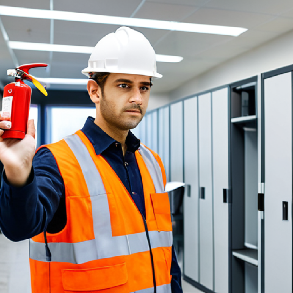 화재안전관리 실무자 필수 어플리케이션 - Fire Safety Inspection**
"A professional fire safety inspector, fully clothed in appropriate work a...