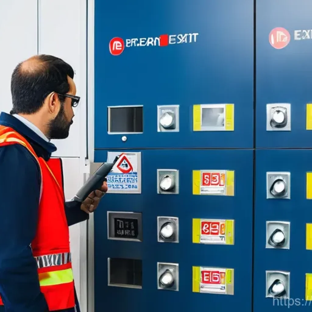 화재안전관리 실무를 위한 소방 시설 점검 사례 - **A highly detailed, realistic image of a professional fire safety technician, in their late 30s to ...