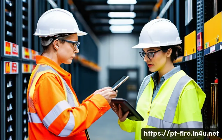 화재안전관리 실무에서의 문제 해결 전략 - **Prompt:** A diverse team of fire safety professionals, including men and women of various ages, me...