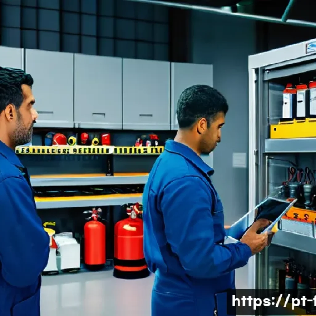 화재안전관리 직무에서 자주 발생하는 문제 해결 - A detailed industrial safety room scene showing a diverse team of Brazilian professionals in work un...
