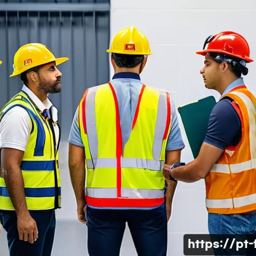 화재안전관리 실무에서의 문제점 및 해결책 - A detailed scene of a professional fire safety training session in a modern Brazilian industrial fac...