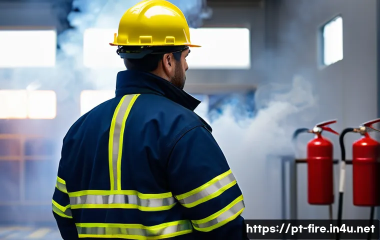 화재안전관리 기술자의 자격증 취득 후 경력 개발 - A professional fire safety technician attending a hands-on training session in a modern fire safety ...