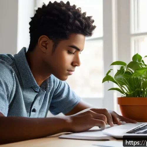 Home 32 화재안전관리 기술자 시험 공부시간 분배법 - A focused young adult studying at a tidy, well-lit home study corner designed for concentration, fea...
