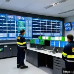 Home 23 화재안전관리 실무에서 발생하는 기술적 문제 - A detailed industrial fire detection control room featuring modern intelligent smoke and heat sensor...